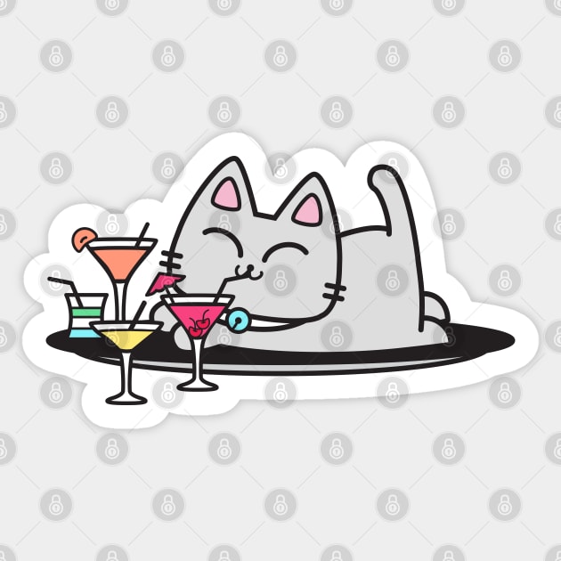 Martini Cat Sticker by plattercats